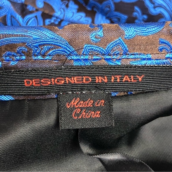 𝅺Leonardi Blue Jacquard paisley, print hand tailored blazer - Picture 8 of 13